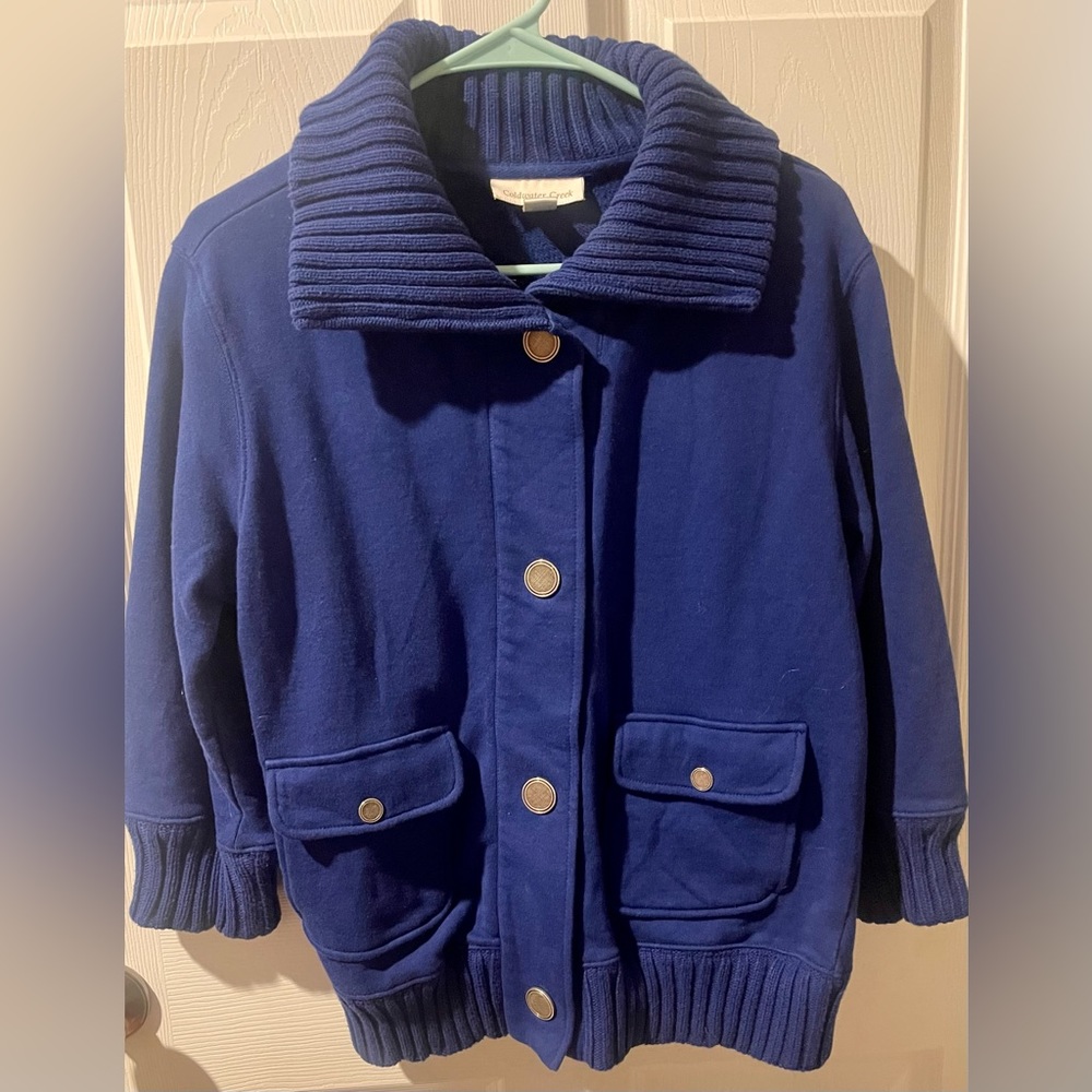 Coldwater Creek size Medium Blue top Snap Button Sweater